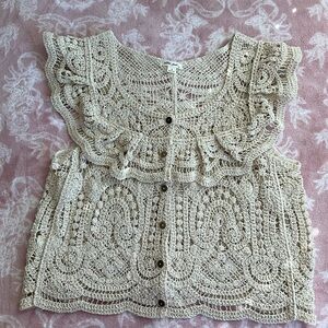 Crochet Ruffled Button-Front Tank Top